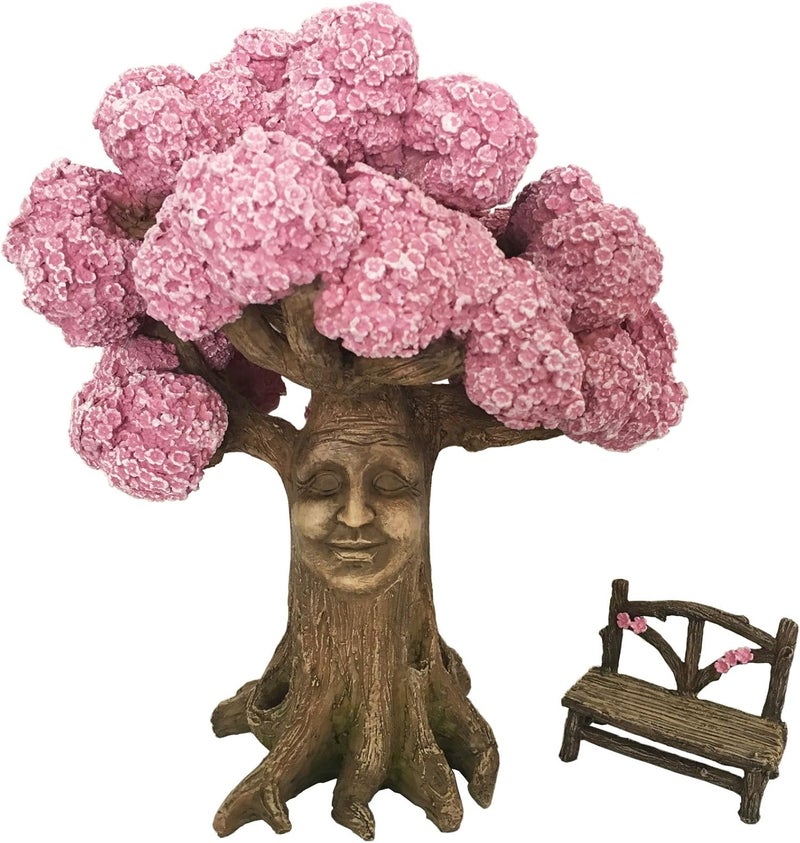 GlitZGlam Ethan's Magical Tree with Matching Bench for Enchanted Garden (9 Inch Tall) - Fairy Garden Accessory - Image 1